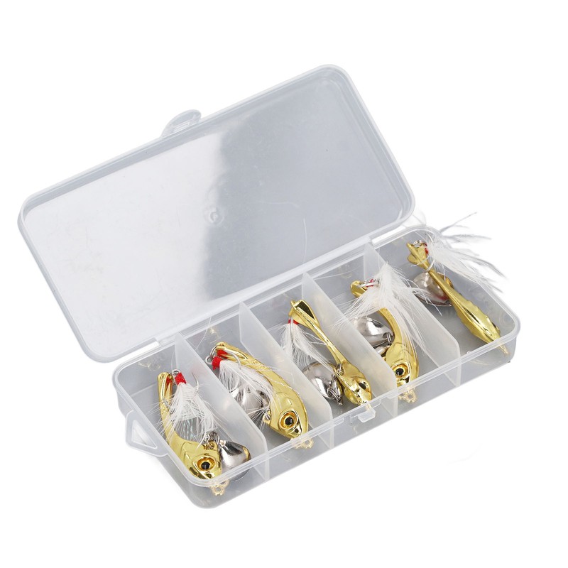 5pcs Metal VIB Fishing Lure Professional Rotating Sequins Lure Bait