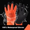 LOCCEF 2 Pairs 100% Waterproof Winter Gloves,Winter Work Gloves Thermal