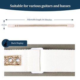 LMWKUN Guitar Strap, Colorful Seashells Cotton Woven Electric Bass Strap, Adjustable Acoustic Guitar Strap with White Leather End