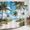 Glawry Beach Shower Curtain 72Wx72L Inches, Tropical Summer Seaside Bathroom