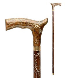 Handcrafted Wooden Walking Cane - 38'' Carved Wooden Walking Stick for Men & Women - Stylish and Durable Mobility Aid - Comfortable Grip Wooden Walking Cane Best Gift