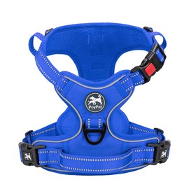 PoyPet No Pull Dog Harness, No Choke Reflective Dog Vest, Adjustable Pet Harnesses with Easy Control Padded Handle for Small Medium Large Dogs(Royal Blue,M)