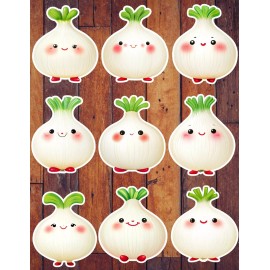 Handmade Cute Little White Onion Die Cut Stickers Set Scrapbooking Laptop Water Bottle