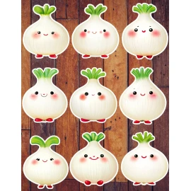 Handmade Cute Little White Onion Die Cut Stickers Set Scrapbooking Laptop Water Bottle