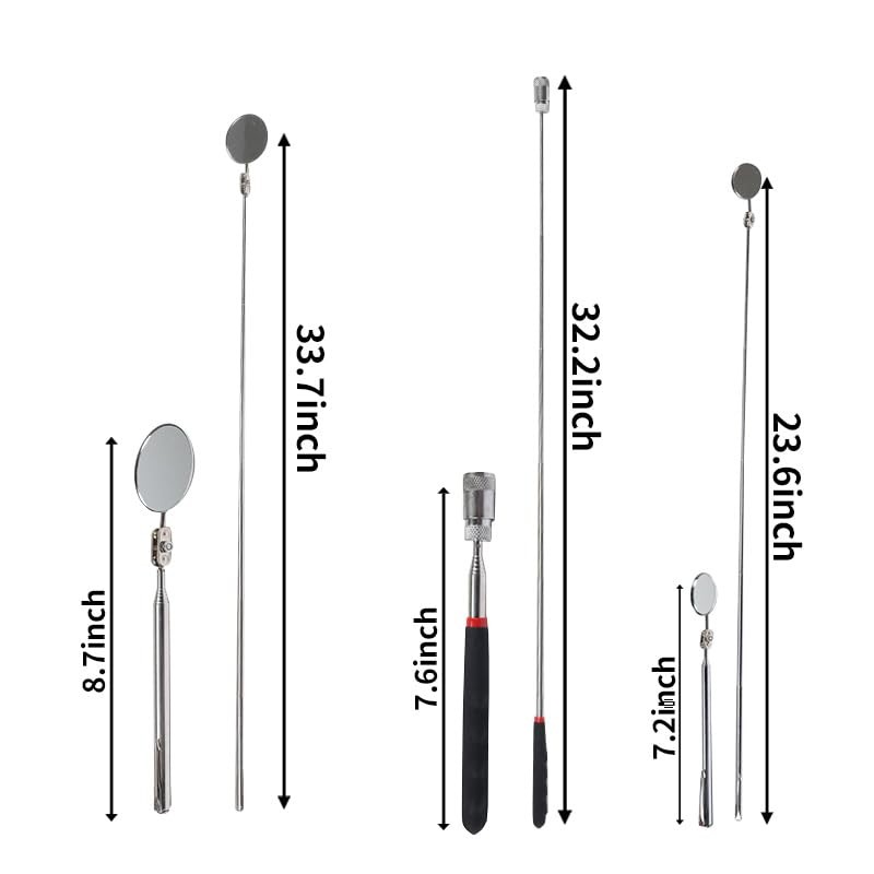 VortecSys Telescoping Magnetic Pickup Tool Set, 4Pcs Round and Square