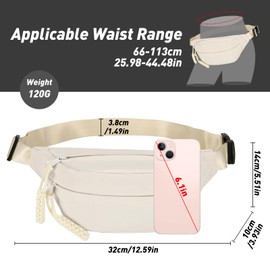 Long Keeper Bum Bag Waist Fanny Pack for Women Men Fashion Waist Packs Bumbag Cross Body Adjustable Travel Waist Bag Large Pockets for Running Hiking Outdoor