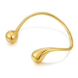 WOWORAMA Drop Cuff Bracelets for Women Gold-Plated Thin Cuff Bracelets with Irregular Waves and Drop Wire Design Adjustable Bangles, Stainless Steel, No Gemstone