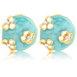 PLwelth Flower Earrings for Women Blue Floral Stud Earrings Cute Dainty Flower Earring Statement Summer Spring Fancy Floral Earrings Hypoallergenic Trendy Jewelry Gifts for Her Birthday Wedding