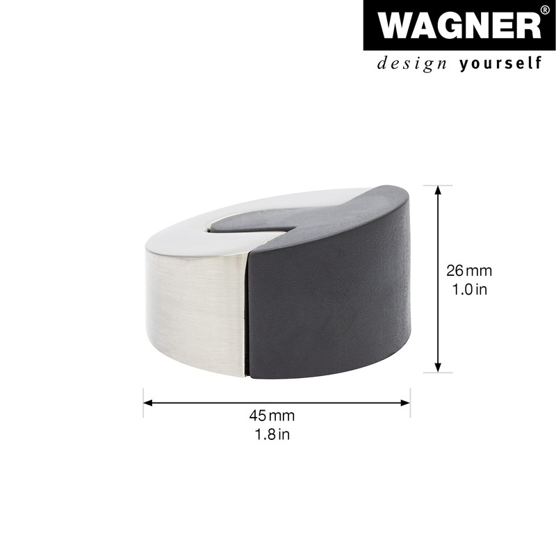 Wagner designer door stop, to screw in, brushed metal, thermoplastic