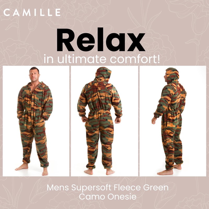 Camille Mens Super Soft Fleece Onesie - Hooded All in