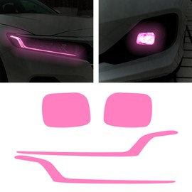 TOMALL 2 Pair Headlight Fog Light Vinyl Films Smoke Tint Compatible with Honda 10.5th Gen Accord 2018-2023 Light Transmission Tint Wrap Exterior Self-Adhesive Sticker Decorations Trim (Pink)