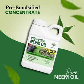 Nature’s Will Pure Pre-Emulsified Neem Oil with Citronella | High Azadirachta Content | Just Add Water | for Natural Plant Care (1 Gallon)