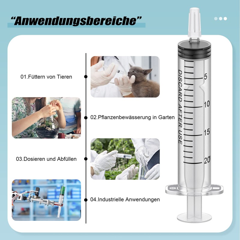 Pack of 30 Plastic Syringes 20 ml, Measuring Syringe Disposable