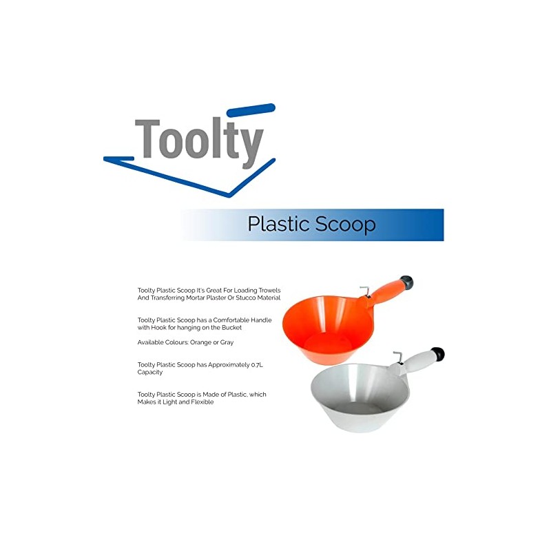 Proper Tools Toolty Plastic Scoop - 165mm Orange - Masonry