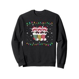 Xmas Tree Lights Funny Red Panda in Christmas Socks Sweatshirt