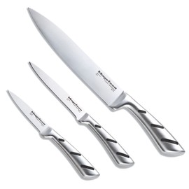 MAGEFESA PRISMA - Kitchen Knives Set, extremely strong 3Cr14 stainless Steel, Maximum precision edge, Ergonomic handle, easy Cleaning, 3-Piece set, dishwasher safe