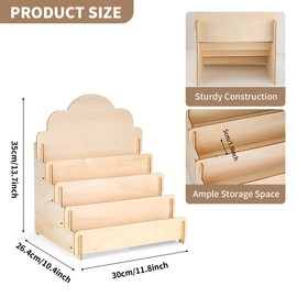 Aramanara 4-Tier Greeting Card Display Stands, Wooden Postcard Display Stand, 30 x 26.4 x 35 cm Portable Sticker Display Stand for Craft Show