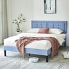 VECELO Full Size Bed Frame with Adjustable Headboard, Upholstered Button