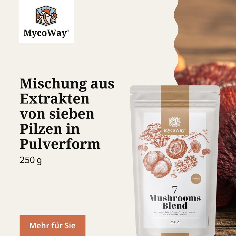 MycoWay Blend of Seven Mushrooms Powdered Extracts - 250g -