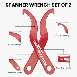 maXpeedingrods Spanner Wrench Set Universal C Spanner Hook Wrenches Coilover Spring Adjustment Tool Steel Spanner Wrench, Red, 2pcs
