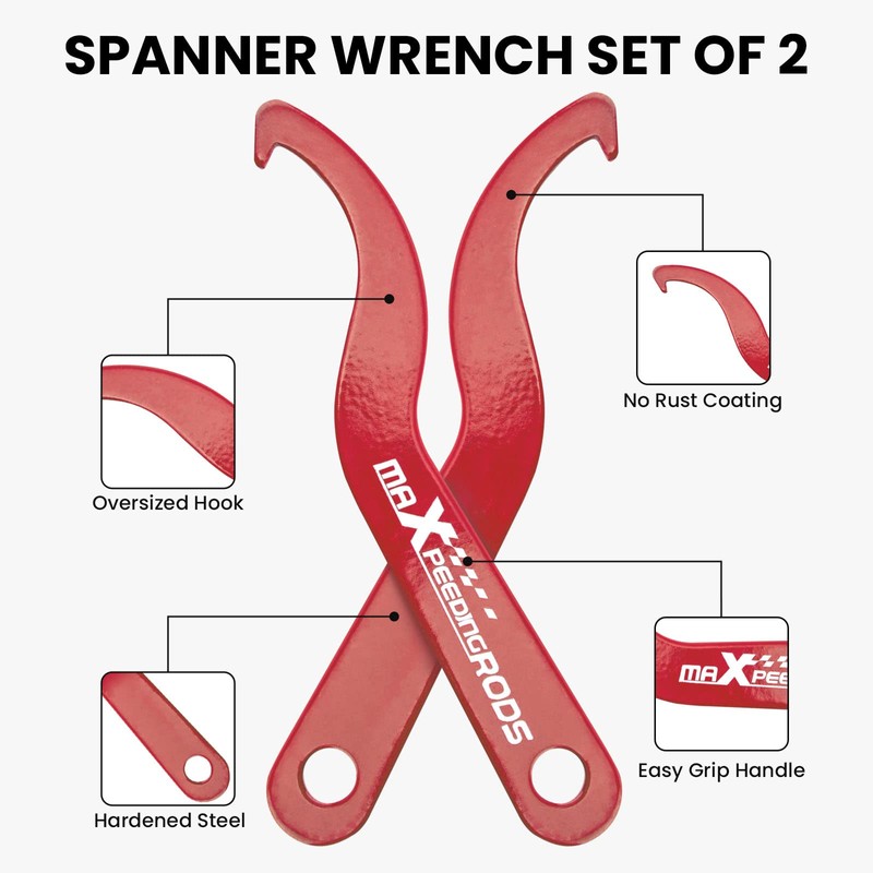 maXpeedingrods Spanner Wrench Set Universal C Spanner Hook Wrenches Coilover