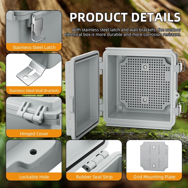 Joinfworld Outdoor Electrical Box Waterproof IP67 6X6 Plastic Project Box