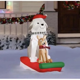 Home Accents NEW Home Accents Holiday 5 ft LED 2 Dogs in Sleigh Airblown Christmas Inflatable