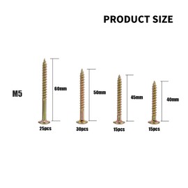 TOOINKCV 85pcs Coarse Thread Drywall Screws, Drive BugleHead Wood Screws Assortment Kit, #10 2-5/16" to 1-1/2"