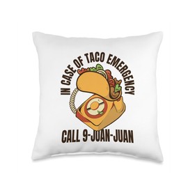 Apparel Taco Cat Love Costume Plush Outfit Gifts In Case Emergency Call 9 Juan Seasoning Taco Throw Pillow, 16x16, Multicolor