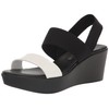 Anne Klein Womens Poli Wedge Sandal, White/Black, 7.5