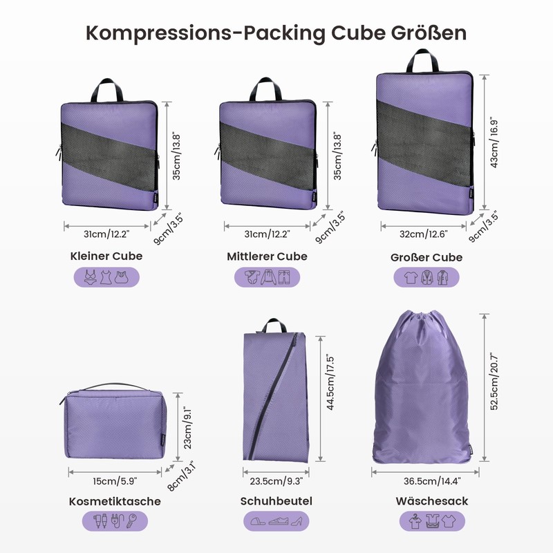 Carttiya Suitcase Organiser Compression Set, Packing Cube Set Compression Your