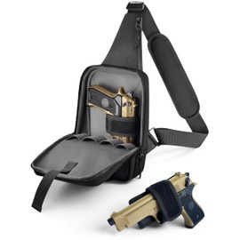 ARMORWERK Premium Carry Sling Bag for Men with Quick Access Pull Tab and 4 Accessory Slots — CCW Sling Bag for Men with Waterproof Heavy Duty Zippers — Durable Adjustable Holster Included