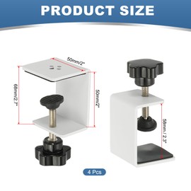 PATIKIL C Clamps, Pack of 4 Heavy Duty Metal Black Desk Clamps, Adjustable Mounting Table Clamp with Protective Pads for Attaching Acrylic Glass, Plastic, Wooden Panels, White