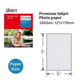 5x7 Photo Paper 7x5 Inkjet Paper - 120sheets 240Gsm High Glossy 127x178mm Uinkit