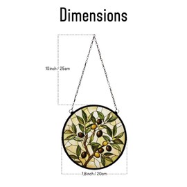 Olive Branch Stained Glass Window Ornaments, Painted Suncatchers, Kitchen Decor, Patio Decor, Italian Suncatcher, Bar Cart Decor, Olive Home Decor, 7.8 inch