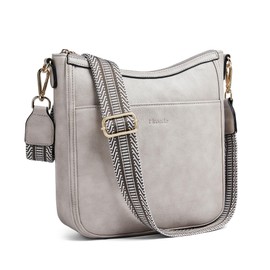 Mroede Crossbody Bags for Women, Fashion Purses for Women Leather Hobo Handbags Shoulder Bag with Detachable Guitar Strap, 2-1 Grey