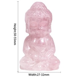 mookaitedecor Rose Quartz Stone Meditating Buddha Crystal Figurine Small, Crystal Healing Bag Stone Carved Buddhism Statue for Home Feng Shui Decoration Office, 1.96-2.16 Inch Height
