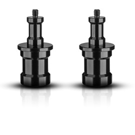 Walimex pro Set of 2 TV spigot 28 mm short 5/8 inch spigot and 1/4 inch - adapter spigot for lamp tripods with 28 mm connection, 5/8 inch spigot (16 mm spigot) + 1/4 inch thread, nickel-plated steel