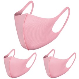 NUÜR 3 Pcs Reusable Face Mask, with Ear Loops, Breathable, Soft, Washable, Durable for Everyday Public Use, Pink