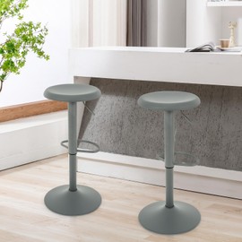 Brage Living Adjustable Bar Stools Set of 2, Swivel Round Metal Airlift Barstools, Backless Counter Height Bar Chairs for Kitchen Dining Room Pub Cafe (Grey)