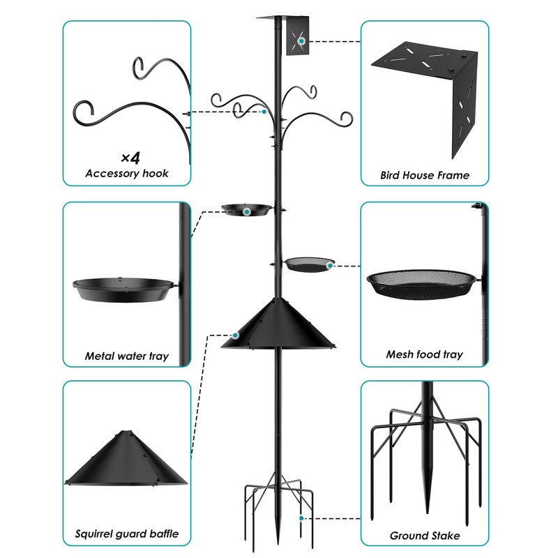 Bird Feeder Pole Squirrel Proof, 92 Inch Heavy Duty Bird