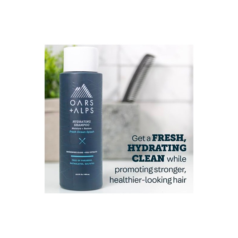 Oars + Alps Men's Sulfate Free Hair Shampoo, Infused with