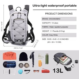 SHUXIAOBAO Small Hiking Backpack Lightweight Waterproof Daypack for Camping Cycling Fitness Outdoor Sports - Women Men Teens