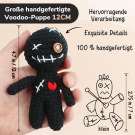 WenmthG Funny Voodoo Doll with Needles, Large, 12 cm, Office Gift for Colleagues, Friends, Funny Gifts, Voodoo Doll for Relaxing, Stress Relief, Black, Pack of 1