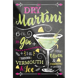 schilderkreis24 Cocktail Recipe Magnet Alcohol Spirits Decorative Fridge Magnet Humour Gift Idea Birthday Christmas 9 x 6 cm (Dry Martini)