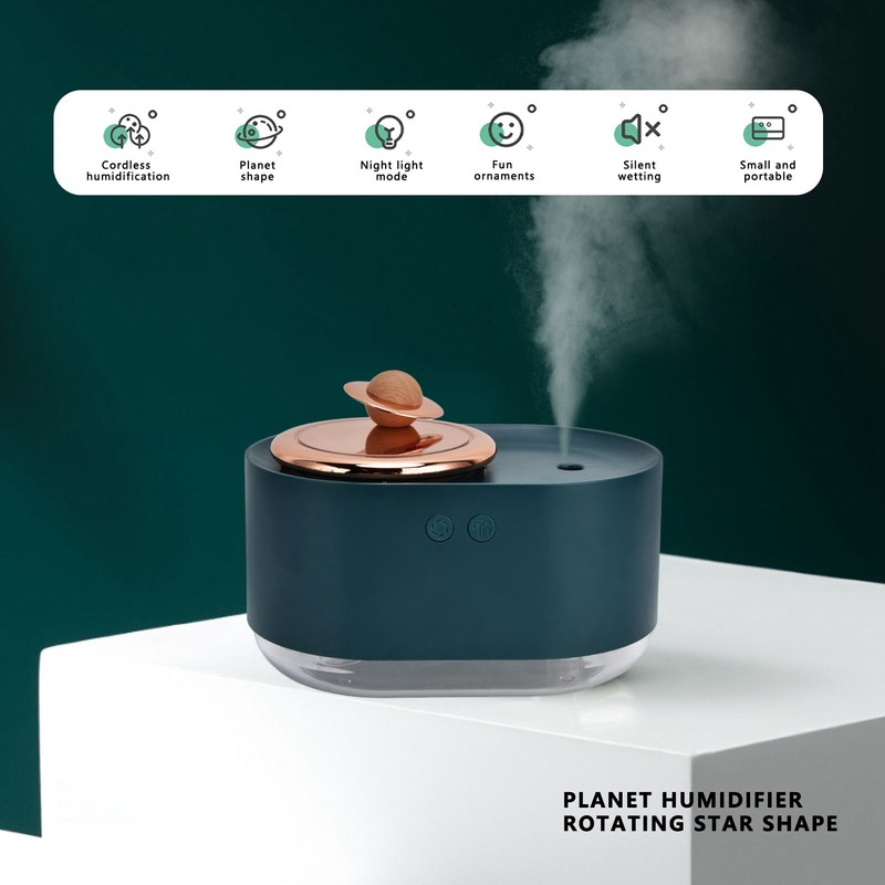 2 in 1 Rotating Planet Humidifier USB Charging Cordless Mute