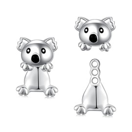 JUSTKIDSTOY Hypoallergenic Koala Earrings Stud 925 Sterling Silver Koala Bear Ear Jacket Earrings for Women Koala Jewelry Gifts