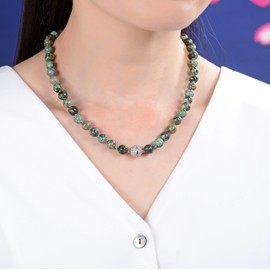 Fukugems Natural Stone Necklace for Women Men Gemstone Beads Chain Birthstone Chain, gemstone