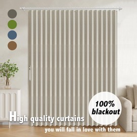 AJAZZ 100% Blackout Doorway Curtains Accordion Doors for Doorway Curtains Applicable Patio Door Curtain Sliding Door Curtains Sliding Door Blinds Closet Curtains(Cream White 98" W x 84" L) 1 Panel