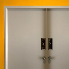 All Quality Classic Vertical Push Pull Door Signs - Great for Glass Doors | Professional Looking Signs | Easy Installation Includes Double-Sided Foam Adhesive Tape (Black) - Large (1 Pack)